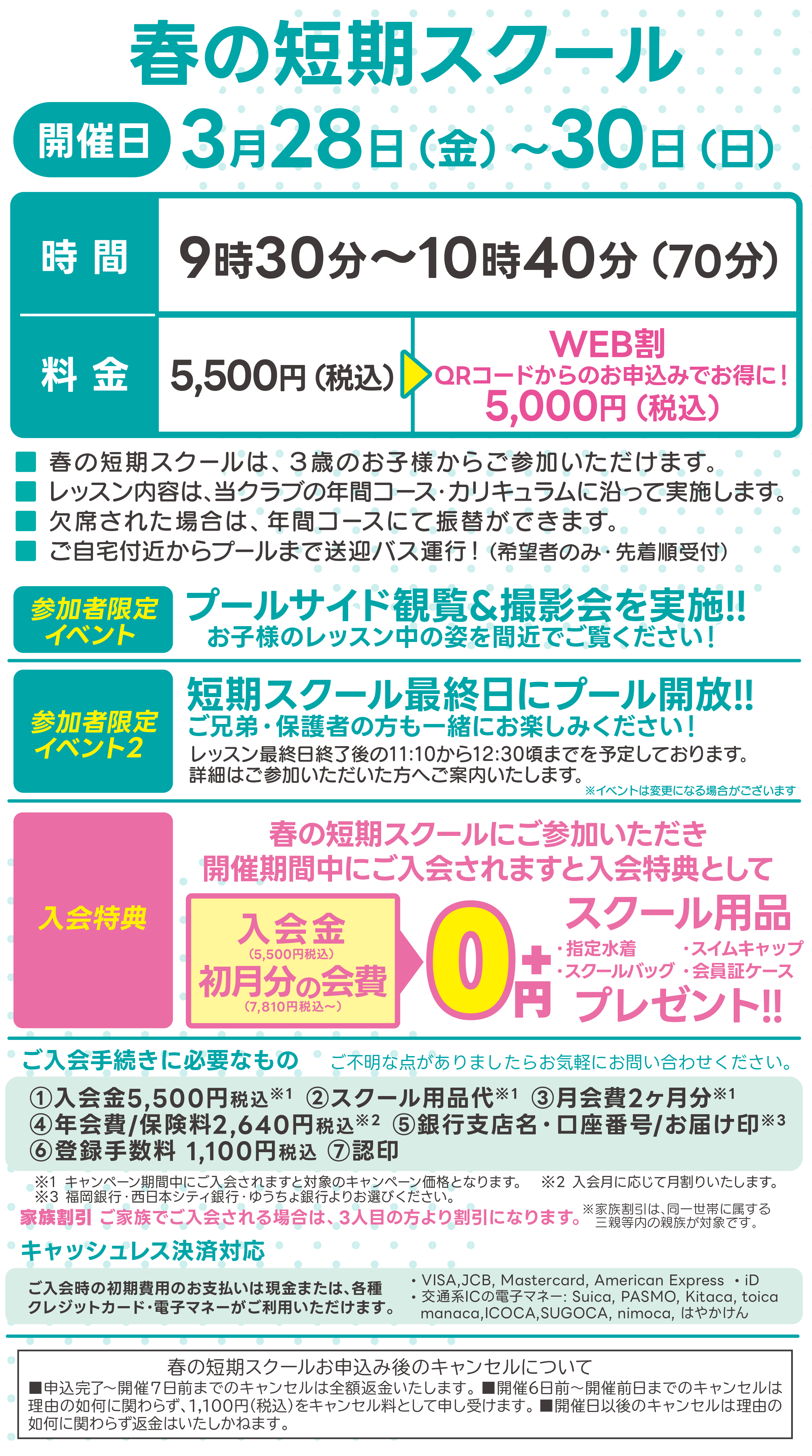 夏の短期スクール詳細